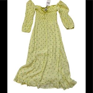 Faithfull the Brand Yellow Floral Midi Dress